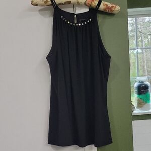 White House Black Market Black Blouse with Silver Studs